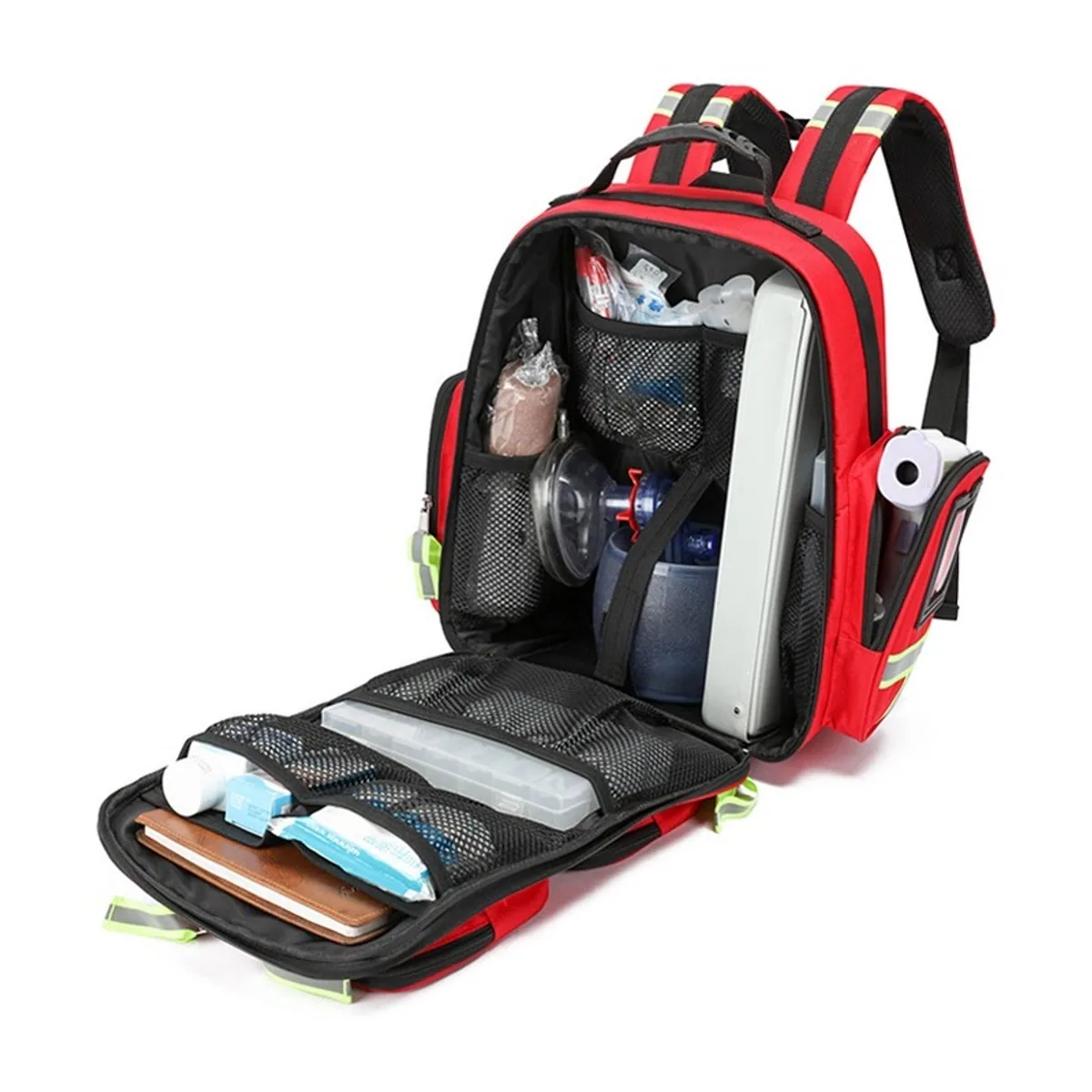 09926 1000D Medical Emergency Backpack in Orange, construction and compartment detail 6