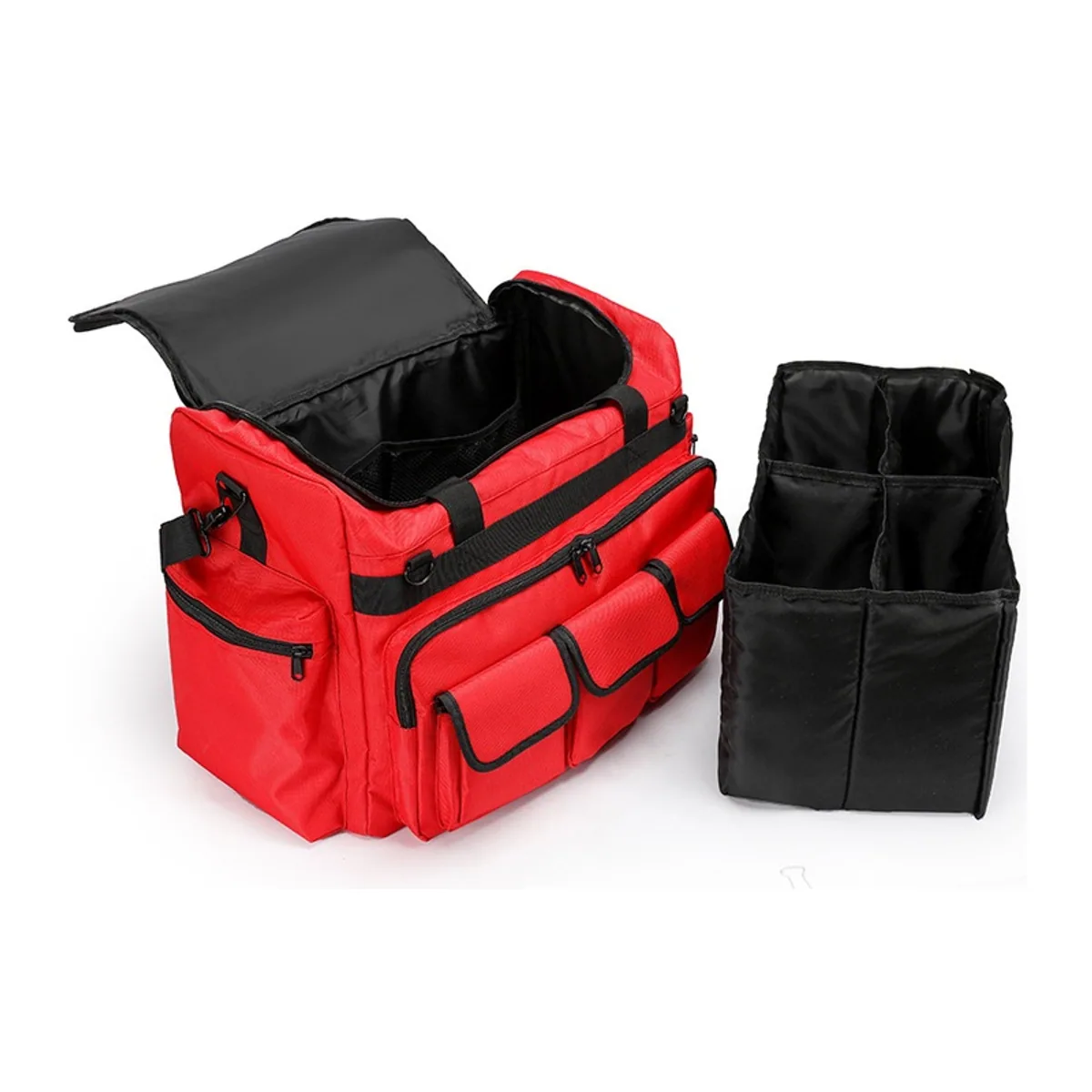 09927 Oxford Rescue Duffel Bag in Red, construction and compartment detail 1
