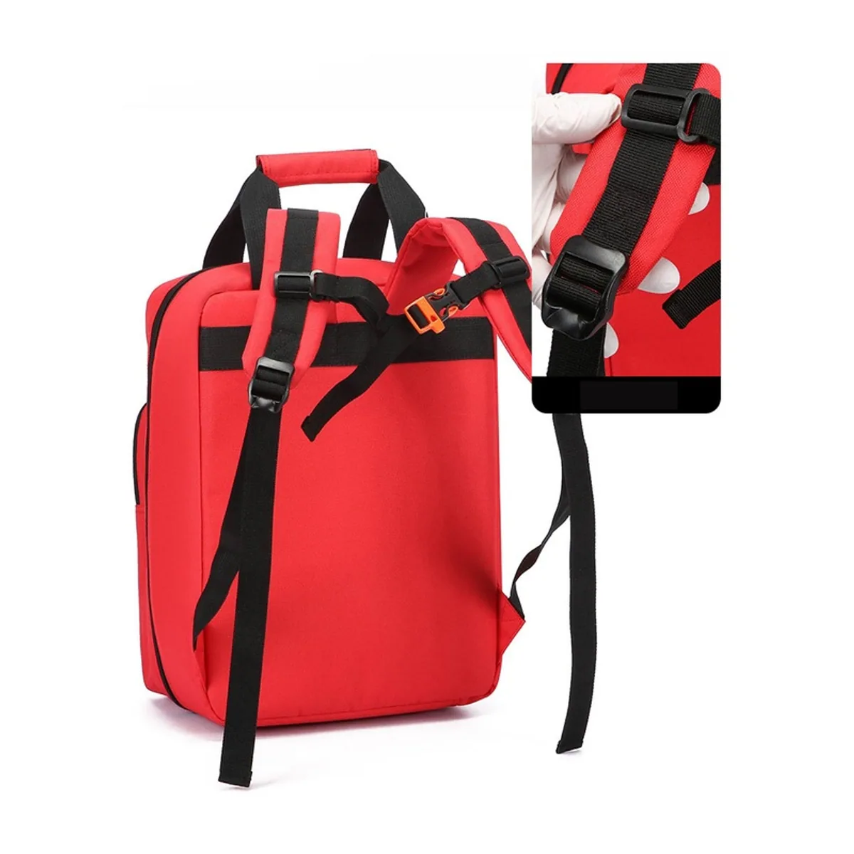 09929 1200D Medical Emergency Backpack in Red, construction and compartment detail 2