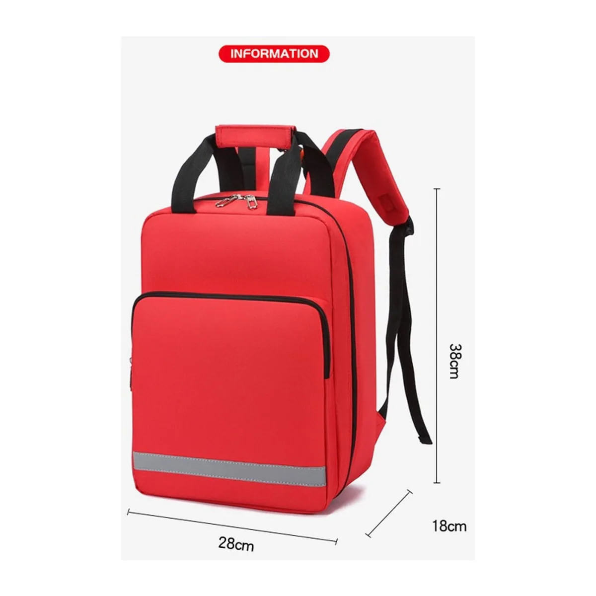09929 1200D Medical Emergency Backpack in Red, construction and compartment detail 7