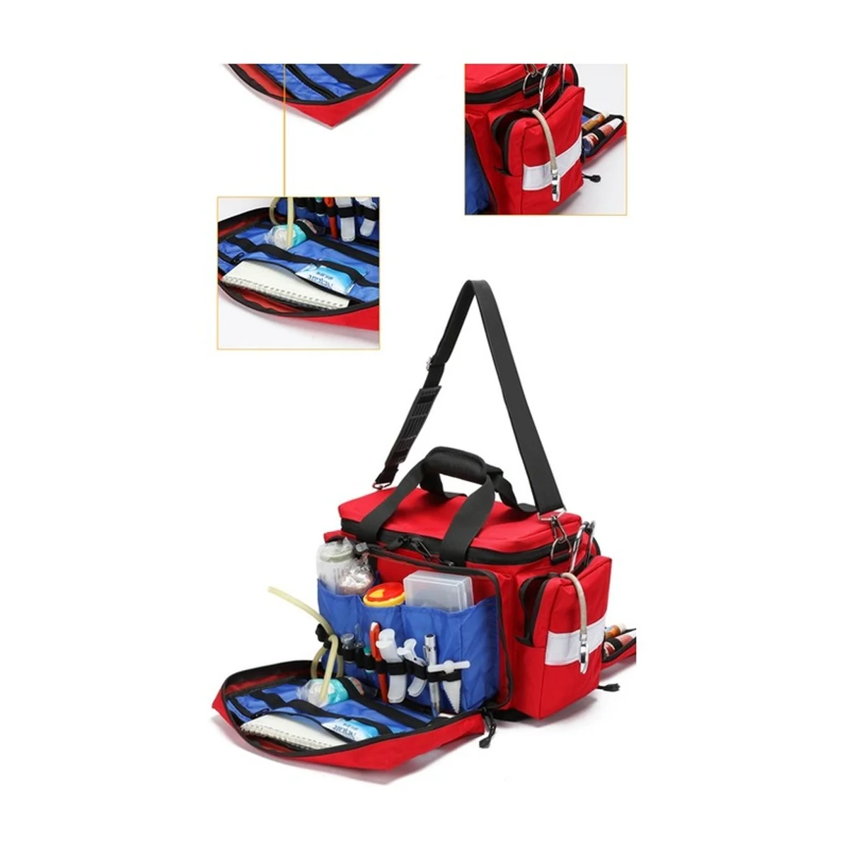 09930 Medical Duffel Bag in Red, construction and compartment detail 1