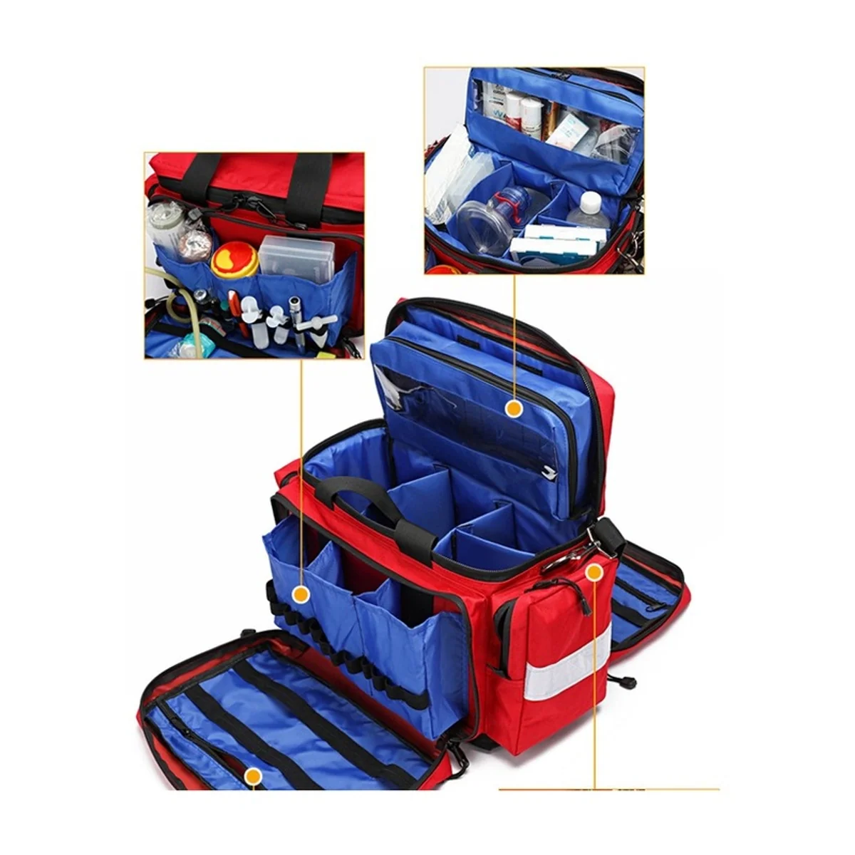 09930 Medical Duffel Bag in Red, construction and compartment detail 2