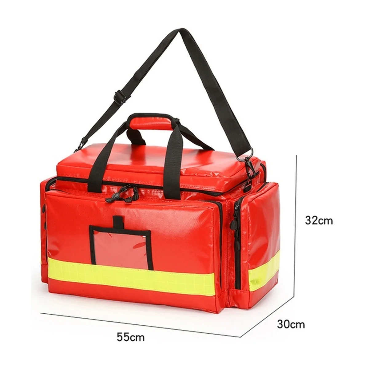 09930P PVC Waterproof Rescue Bag in Red, construction and compartment detail 1
