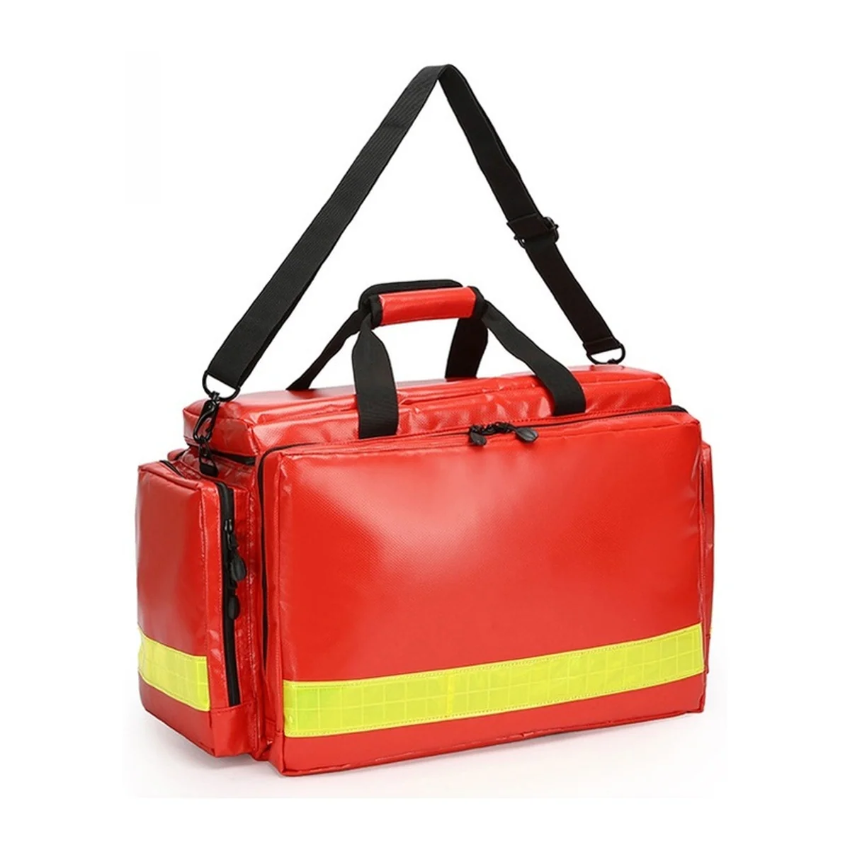 09930P PVC Waterproof Rescue Bag in Red, construction and compartment detail 3
