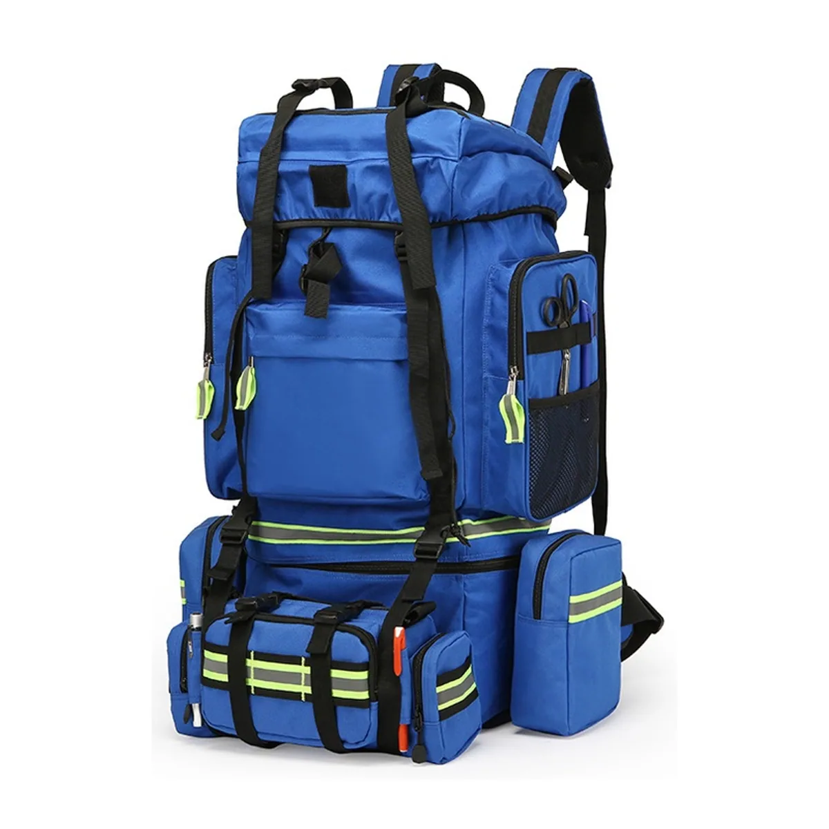 09931 Oxford Outdoor Rescue Backpack in Red, construction and compartment detail 2