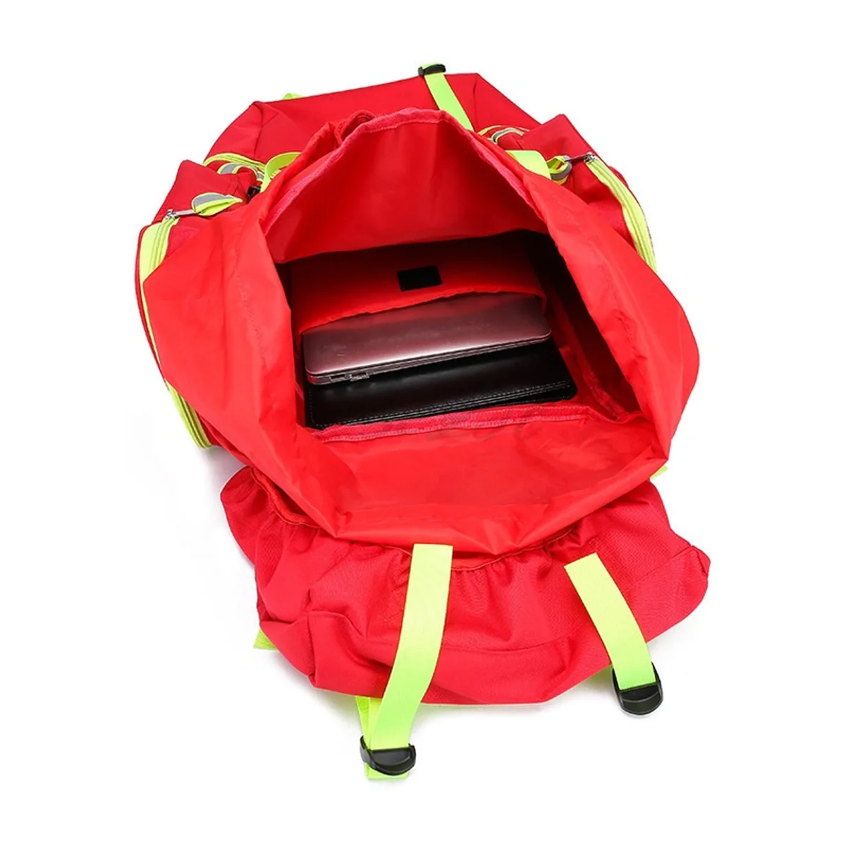 09931 Oxford Outdoor Rescue Backpack in Red, construction and compartment detail 4