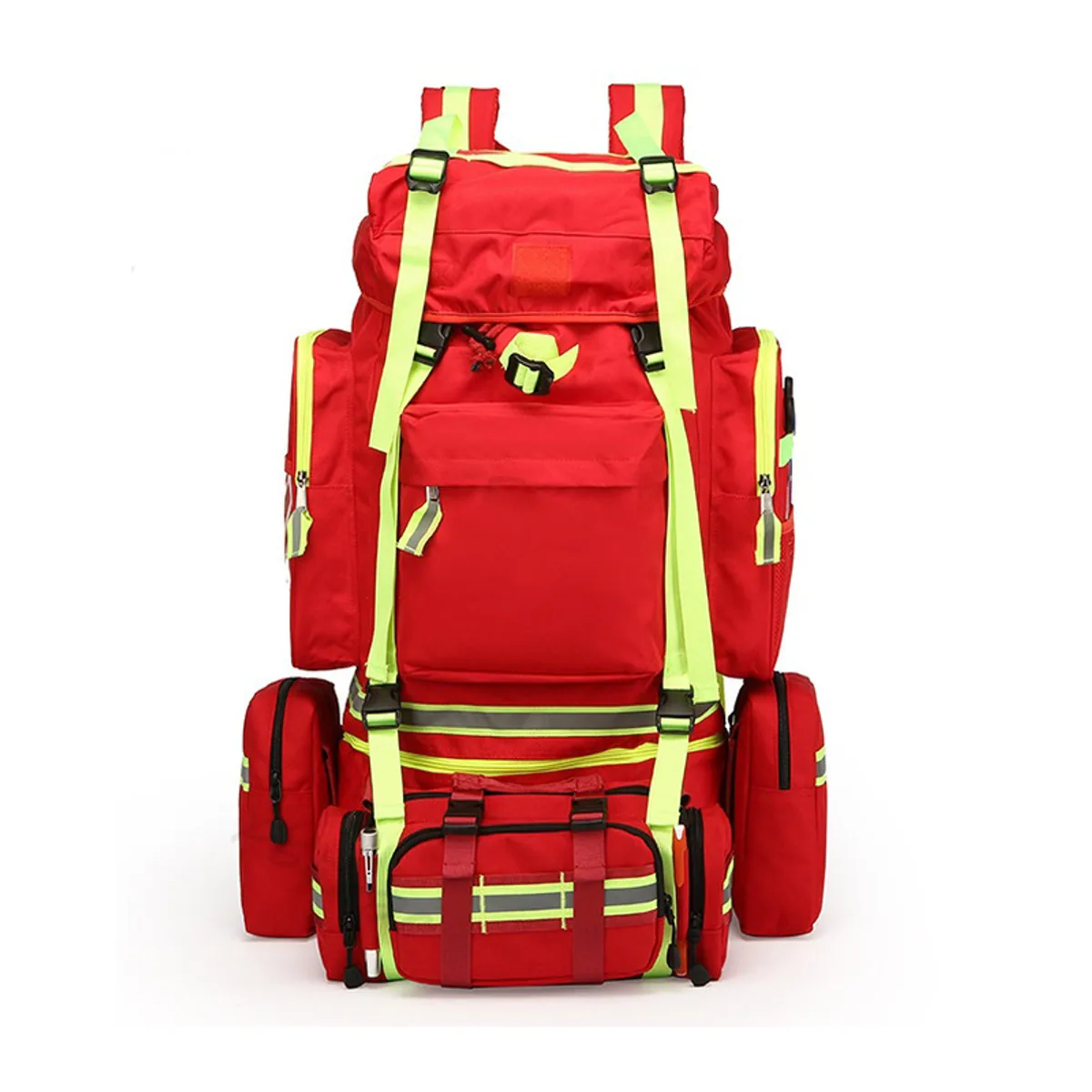 09931 Oxford Outdoor Rescue Backpack in Red, construction and compartment detail 5