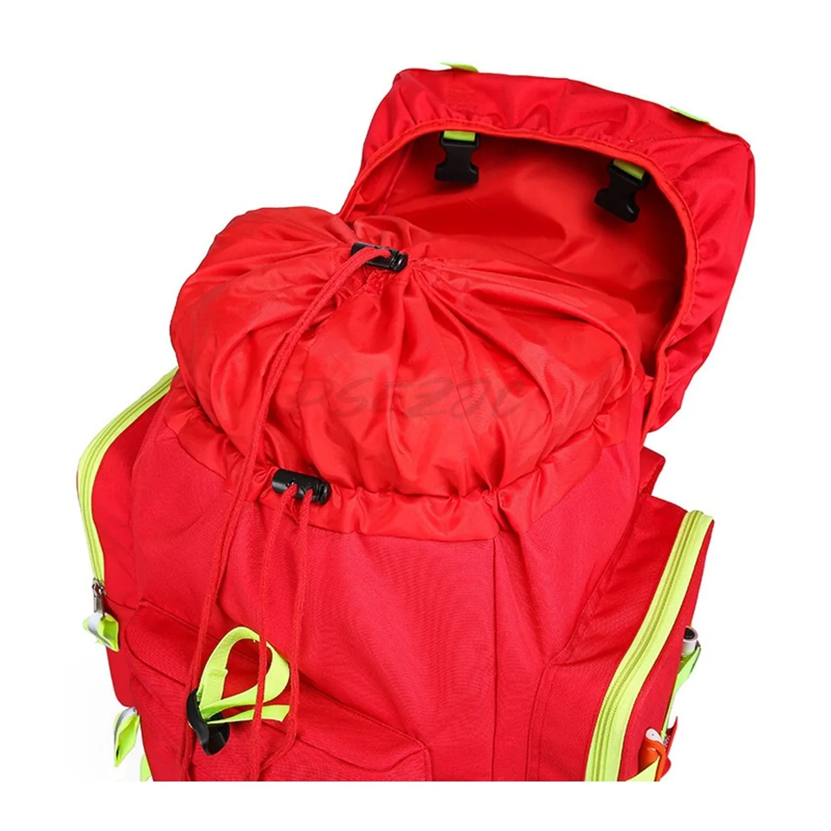 09931 Oxford Outdoor Rescue Backpack in Red, construction and compartment detail 6