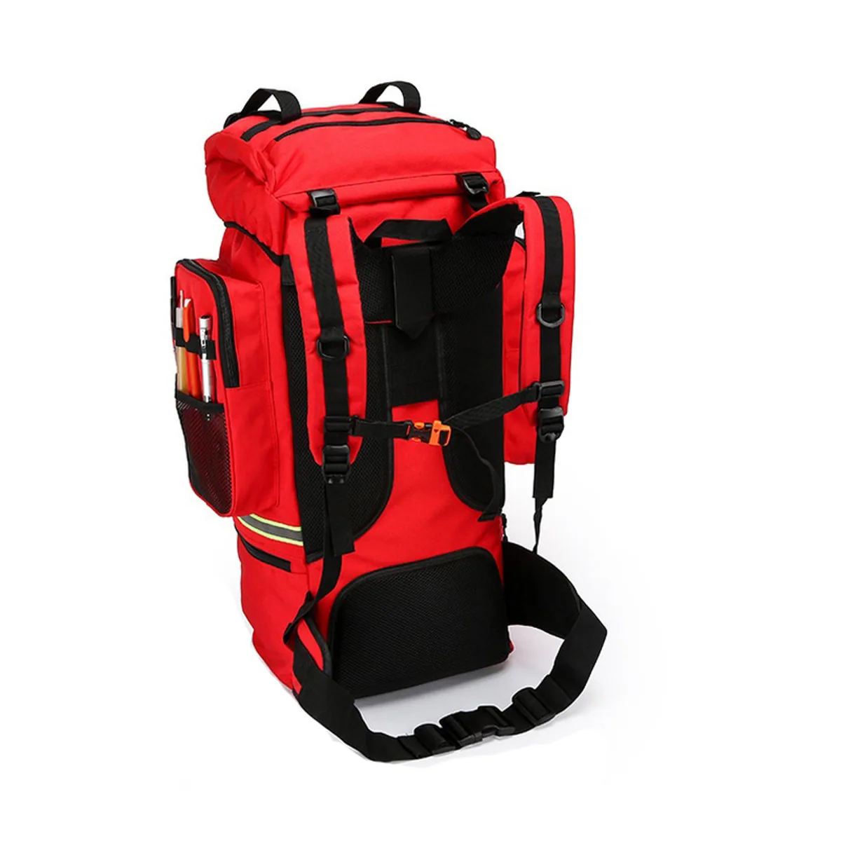 09931 Oxford Outdoor Rescue Backpack in Red, construction and compartment detail 7