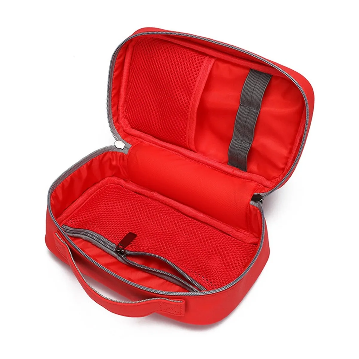 09932 Emergency Waist Bag in Red, construction and compartment detail 2