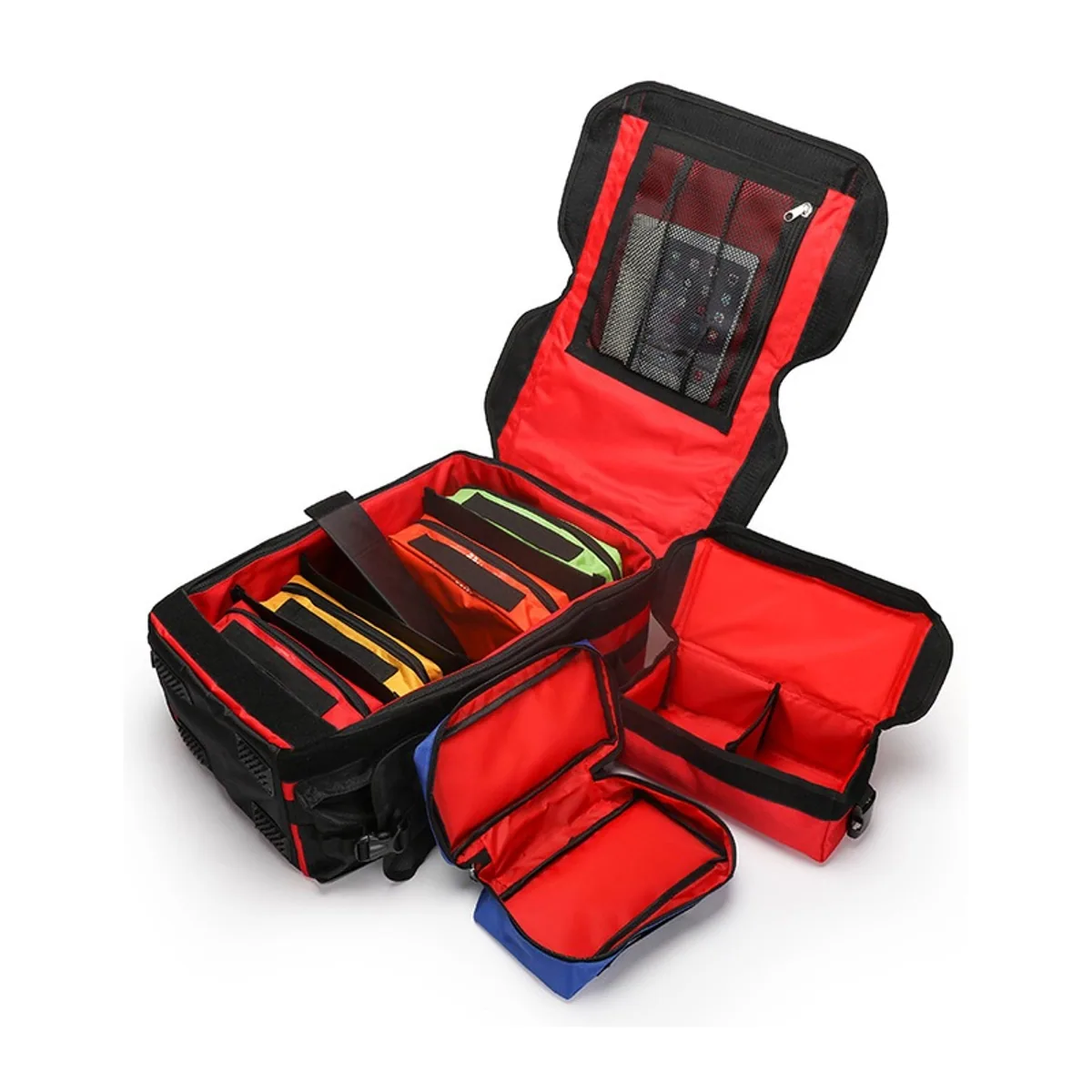 09933 Oxford Medical Emergency Backpack in Red, construction and compartment detail 1
