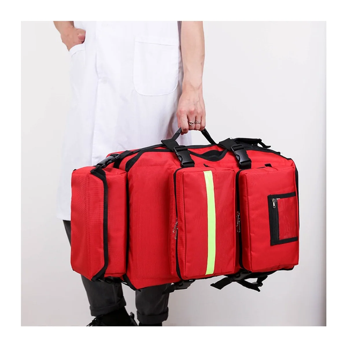 09933 Oxford Medical Emergency Backpack in Red, construction and compartment detail 7