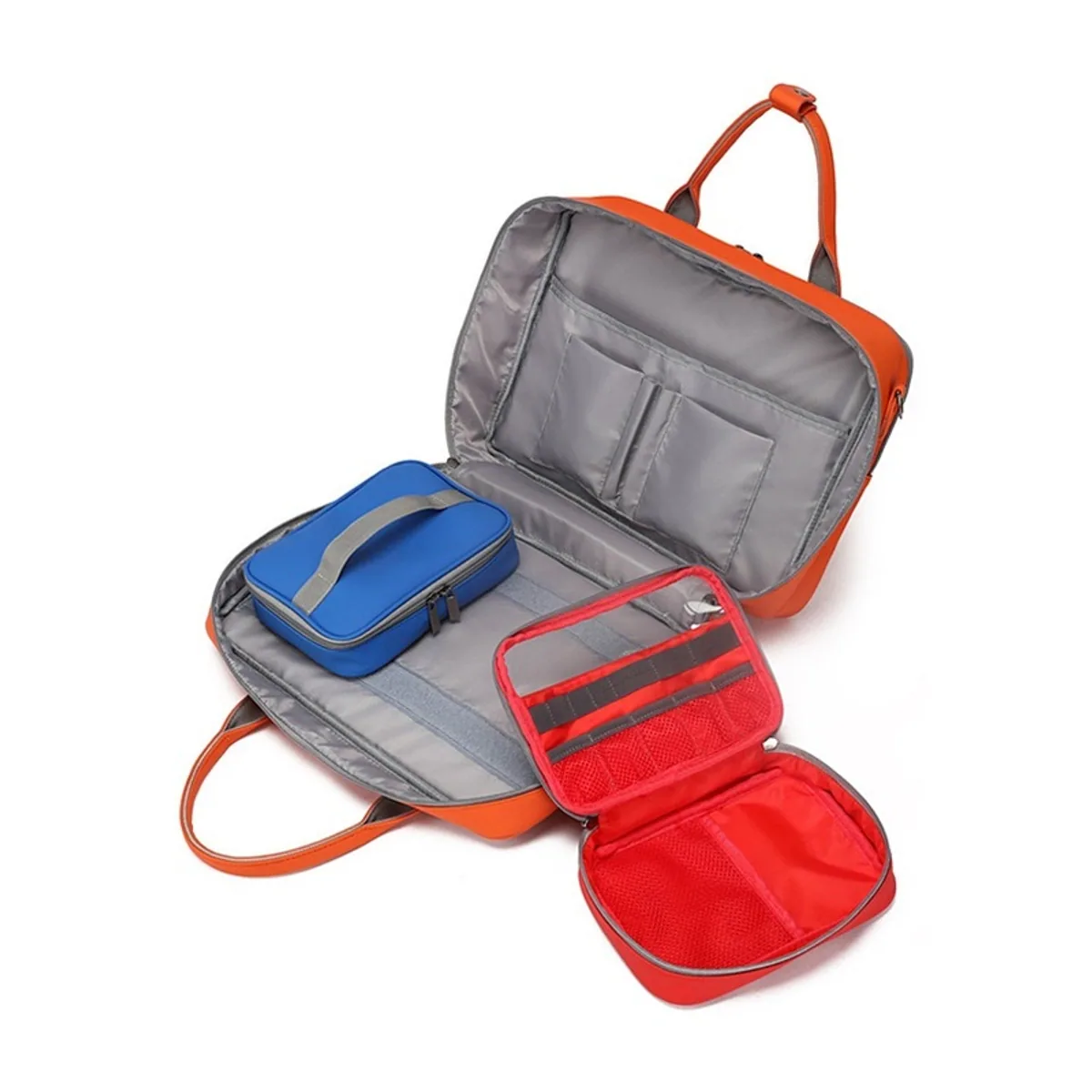 09934 Emergency Medical Backpack in Orange Red, construction and compartment detail 2