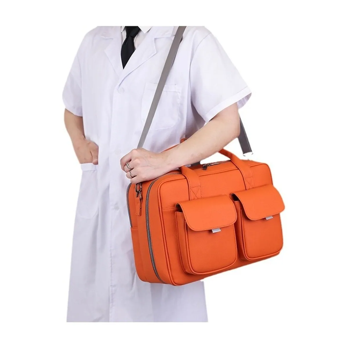 09934 Emergency Medical Backpack in Orange Red, construction and compartment detail 7