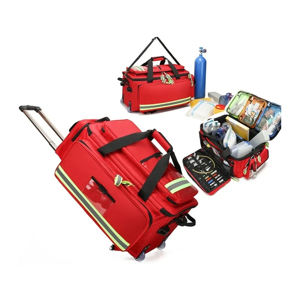 09935 1800D Waterproof PVC Rescue Bag in Red, construction and compartment detail 1