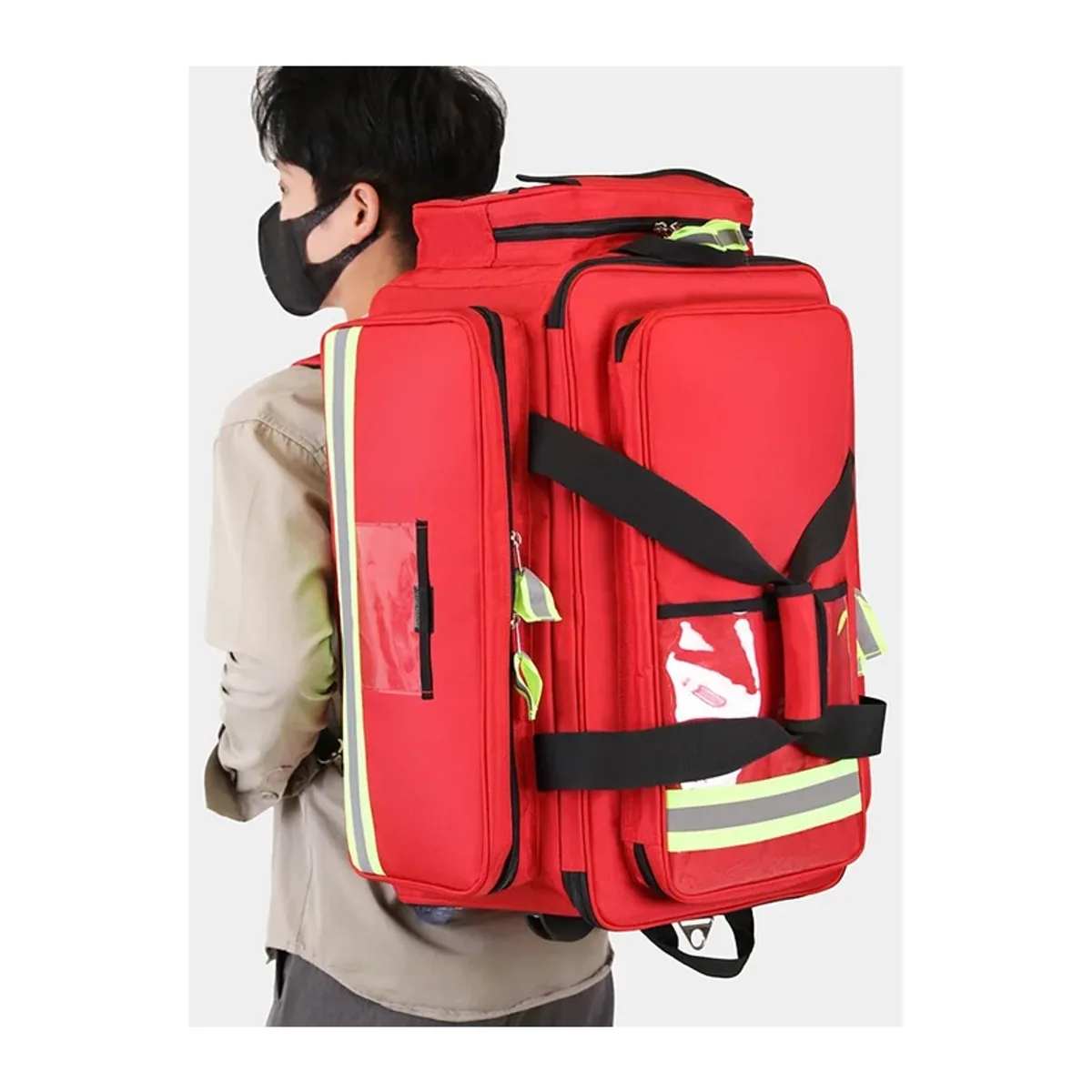 09935 1800D Waterproof PVC Rescue Bag in Red, construction and compartment detail 7