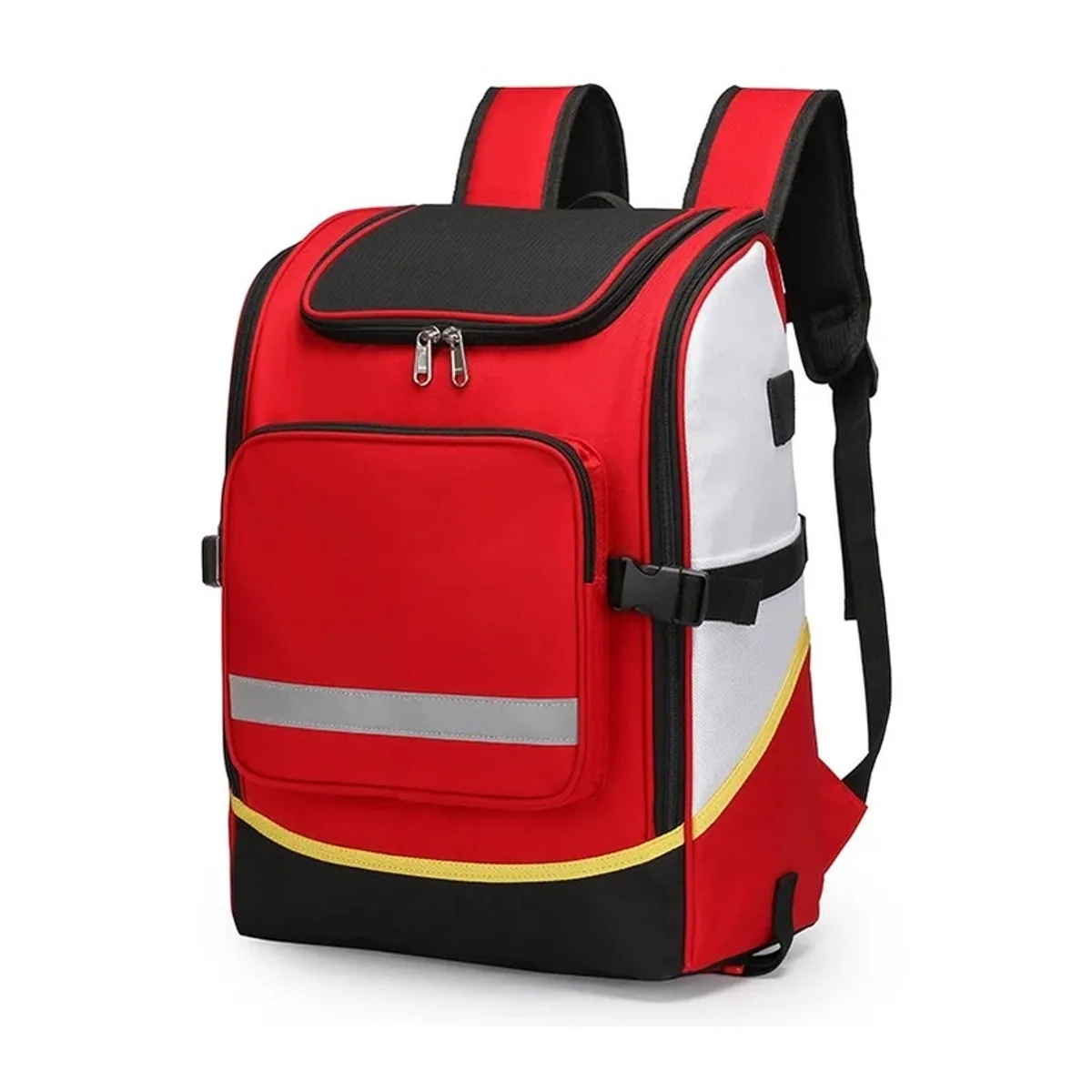 09936 Oxford Medical Emergency Backpack in Red, construction and compartment detail 4