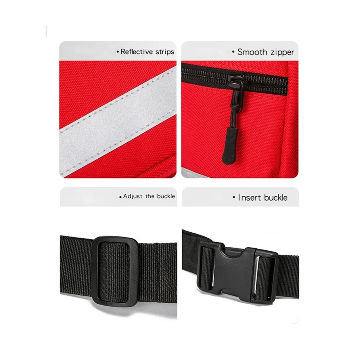 09941 1200D Emergency Waist Bag in Red, construction and compartment detail 1