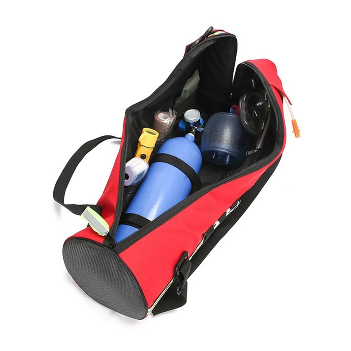 09945P PVC Medical Emergency Backpack in Red, construction and compartment detail 6