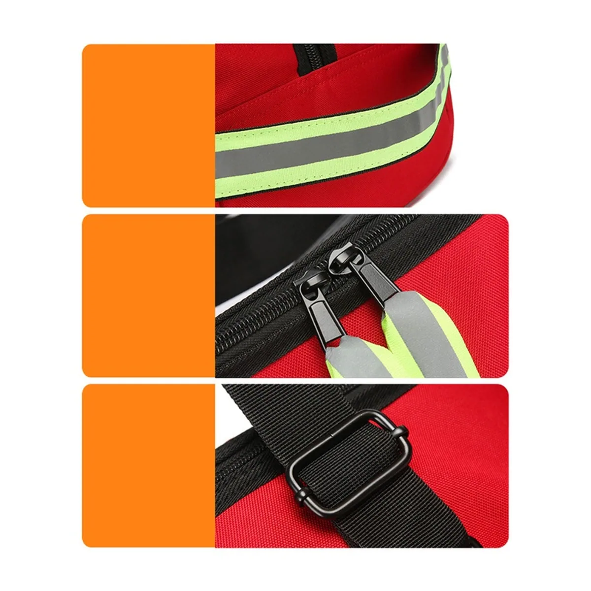 09945P PVC Medical Emergency Backpack in Red, construction and compartment detail 7