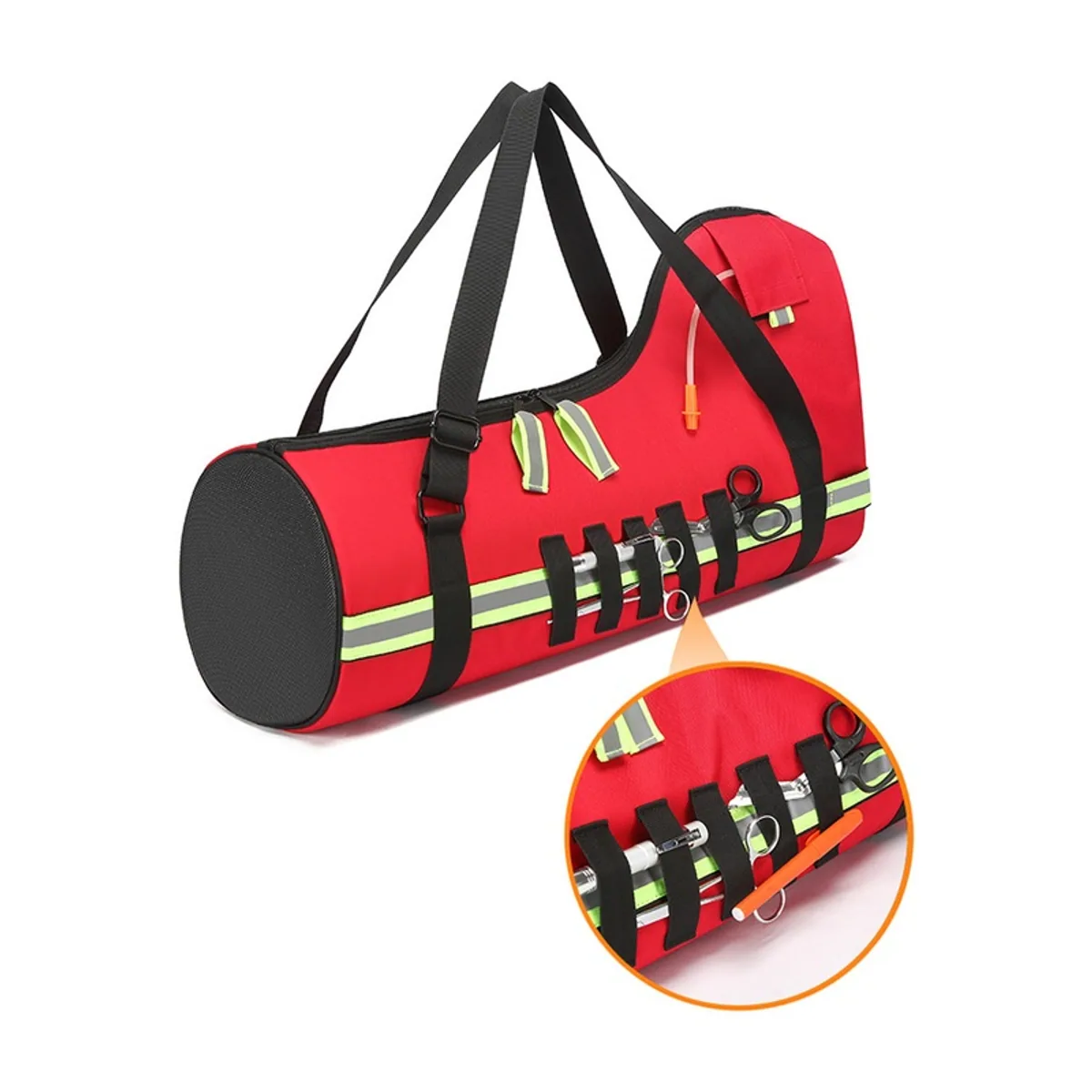 099450 1200D Medical Emergency Backpack in Red, construction and compartment detail 3