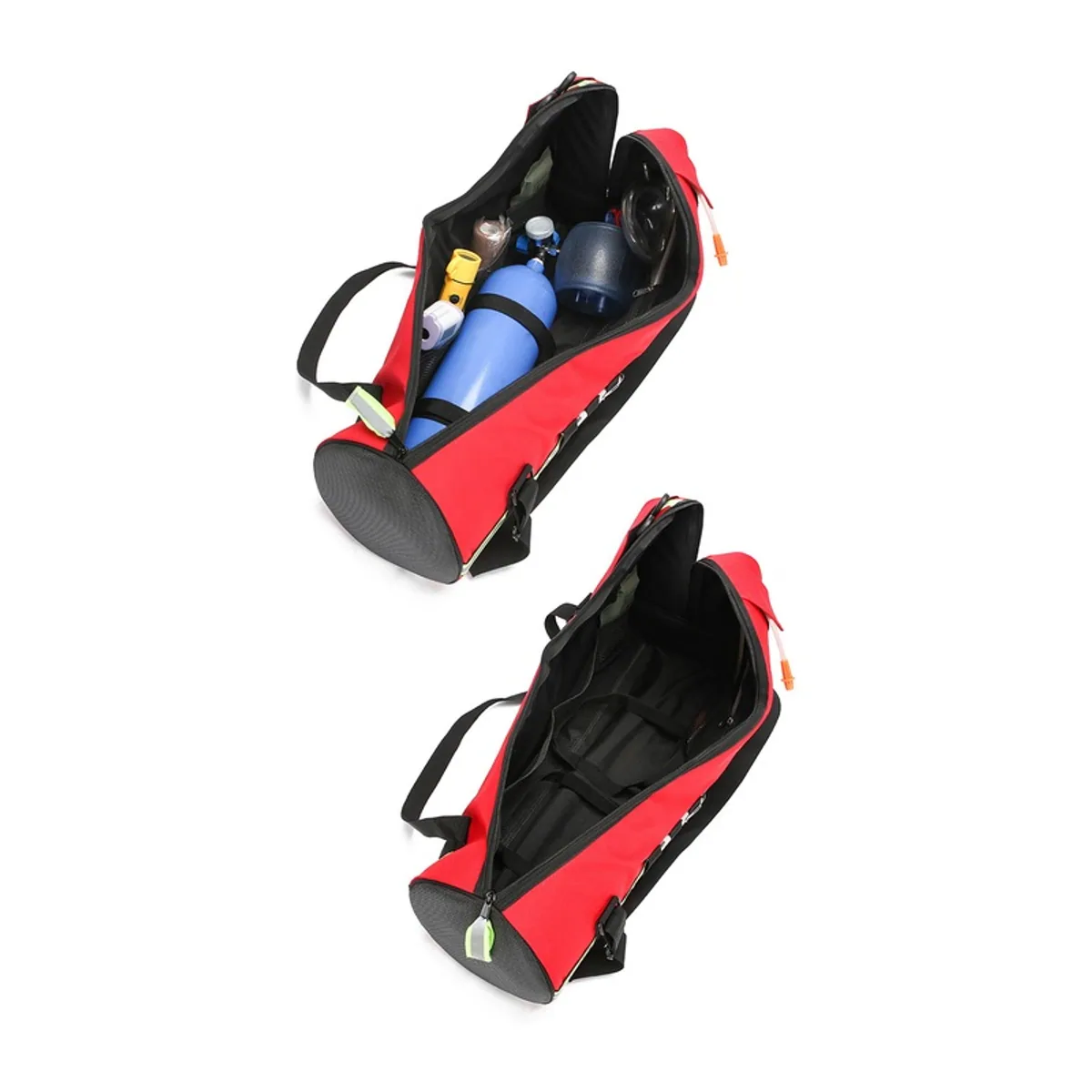 099450 1200D Medical Emergency Backpack in Red, construction and compartment detail 5