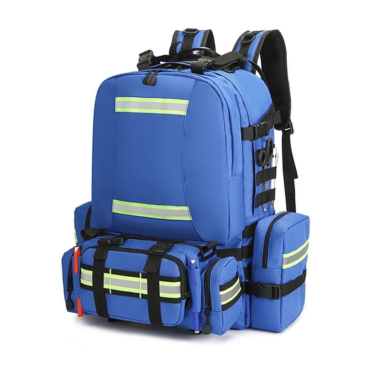 09954 1200D Medical Emergency Backpack in Red, construction and compartment detail 1