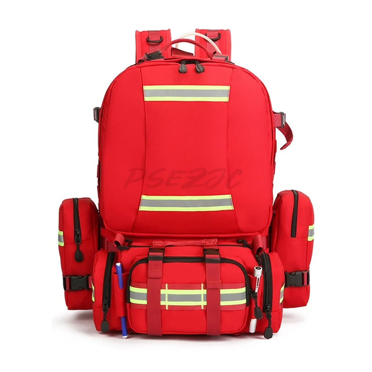 09954 1200D Medical Emergency Backpack in Red, construction and compartment detail 4