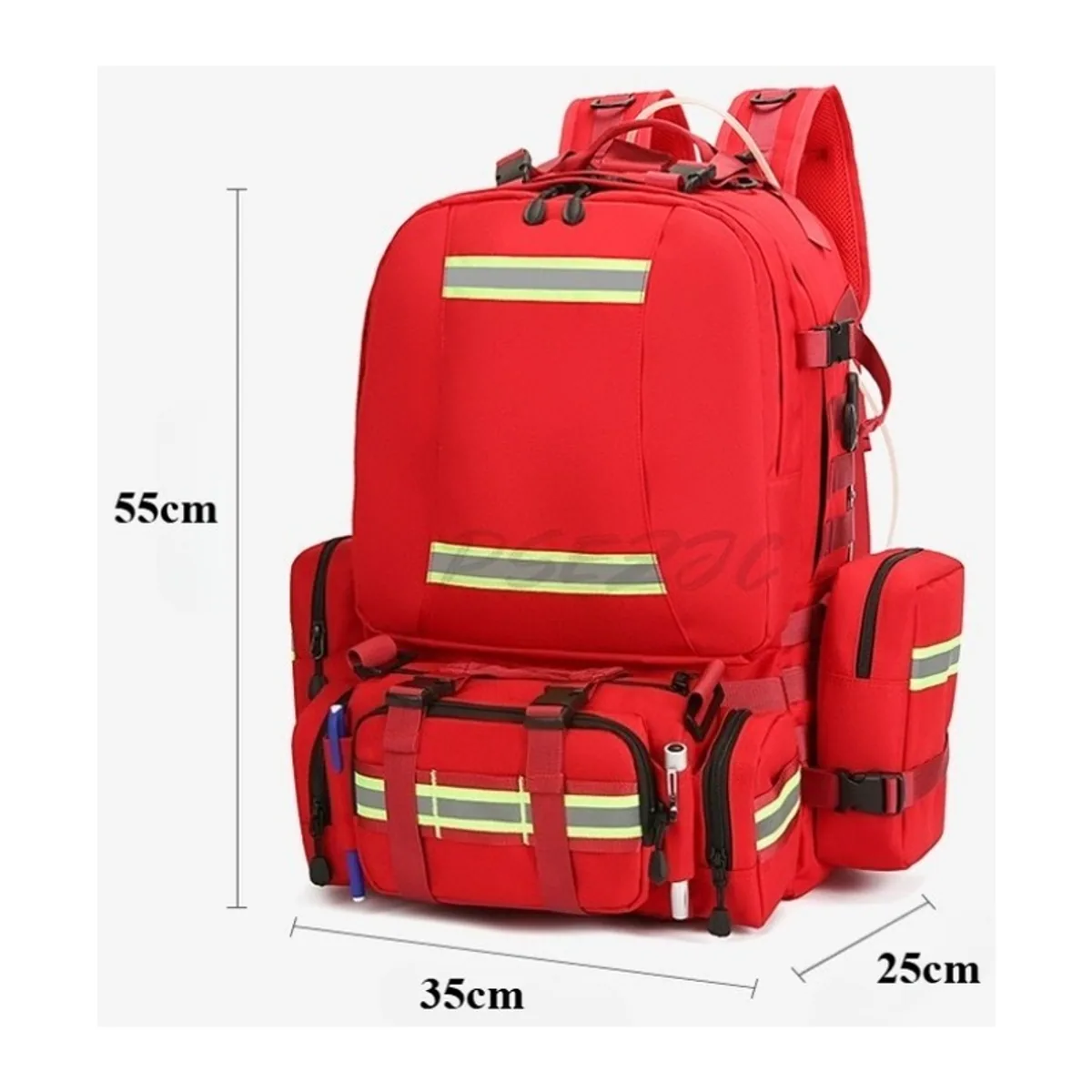 09954 1200D Medical Emergency Backpack in Red, construction and compartment detail 7