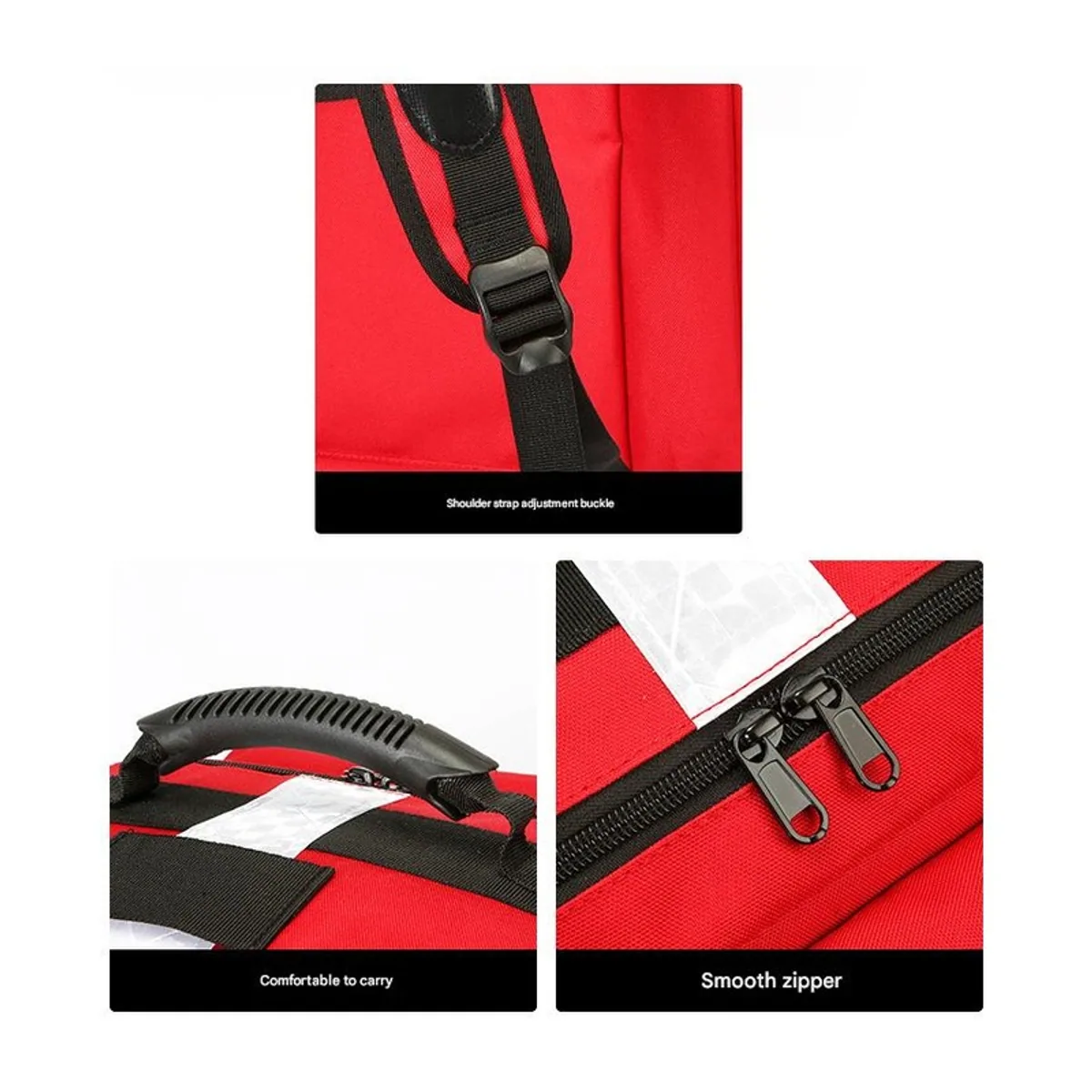 09957 1200D Medical Emergency Backpack in Red, construction and compartment detail 5