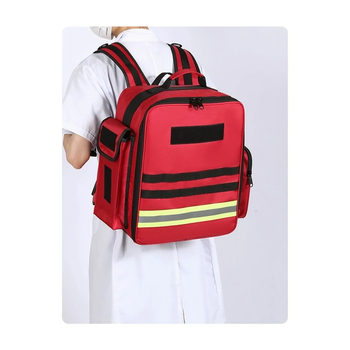 09958 1200D Medical Emergency Backpack in Red, construction and compartment detail 3