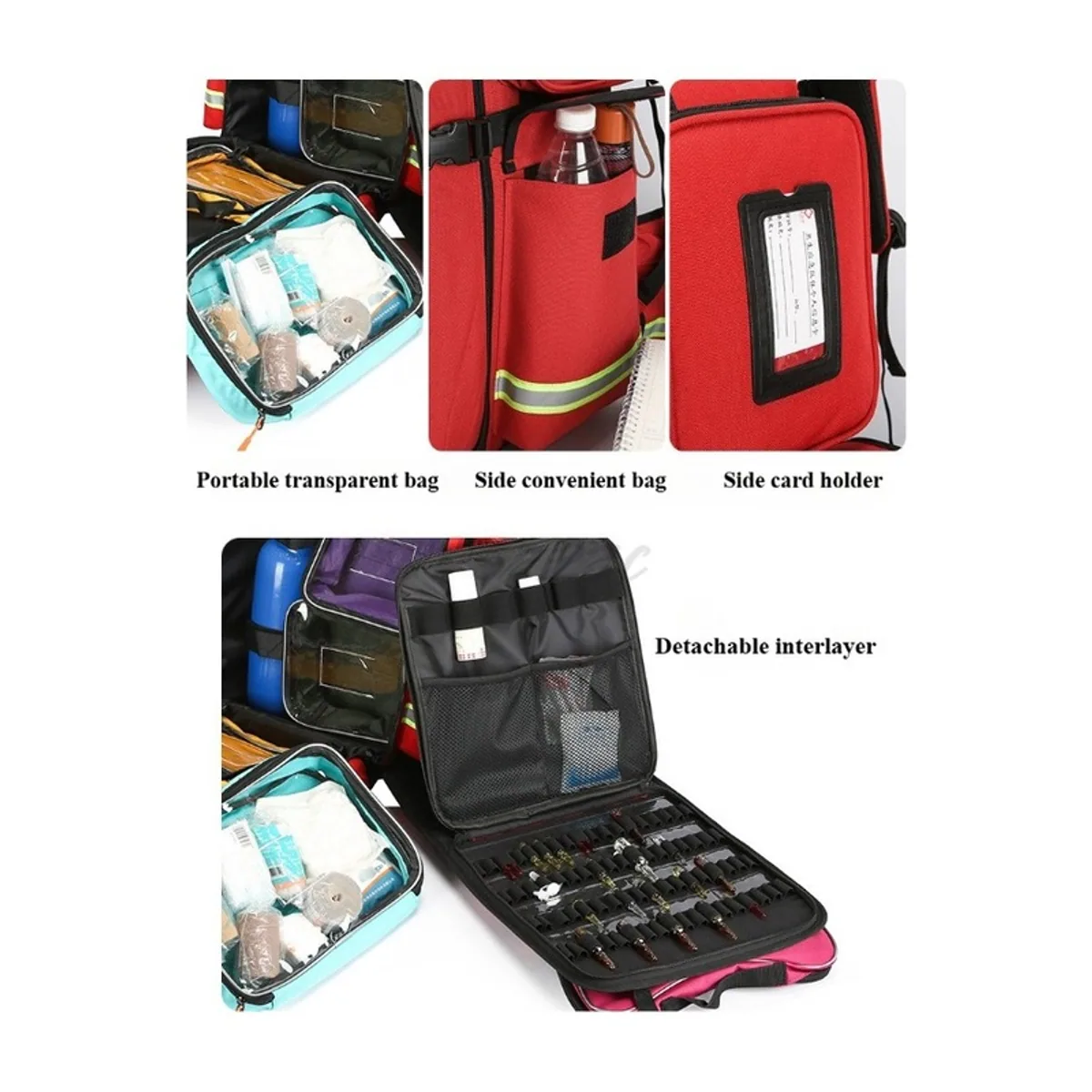 09961 1200D Rescue Duffel Bag in Red, construction and compartment detail 1