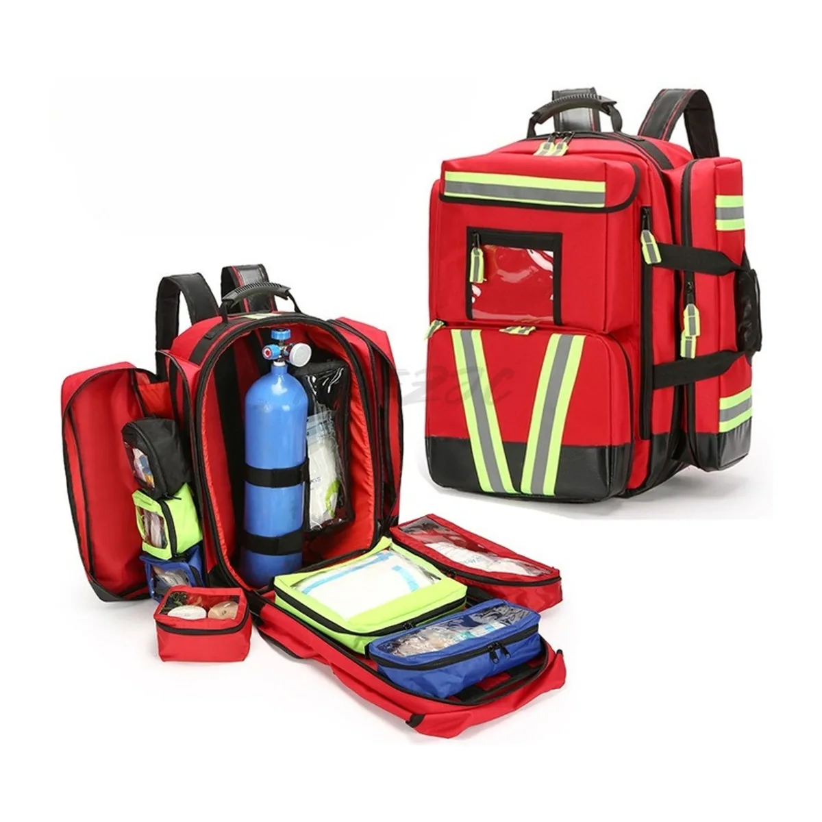 09965 1200D Rescue Duffel Bag in Red, construction and compartment detail 3