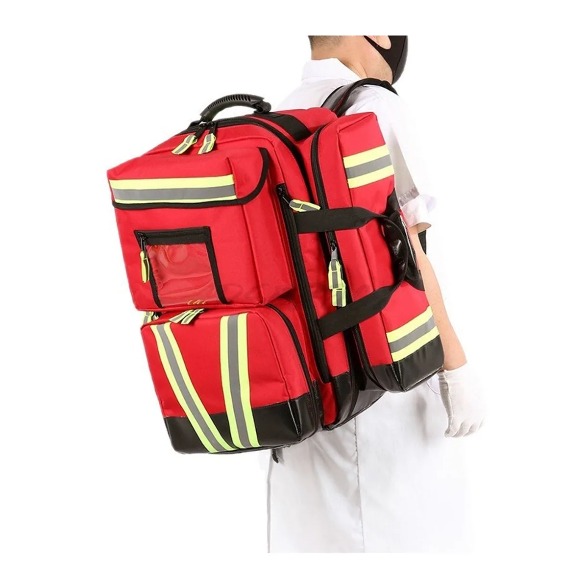 09965 1200D Rescue Duffel Bag in Red, construction and compartment detail 7