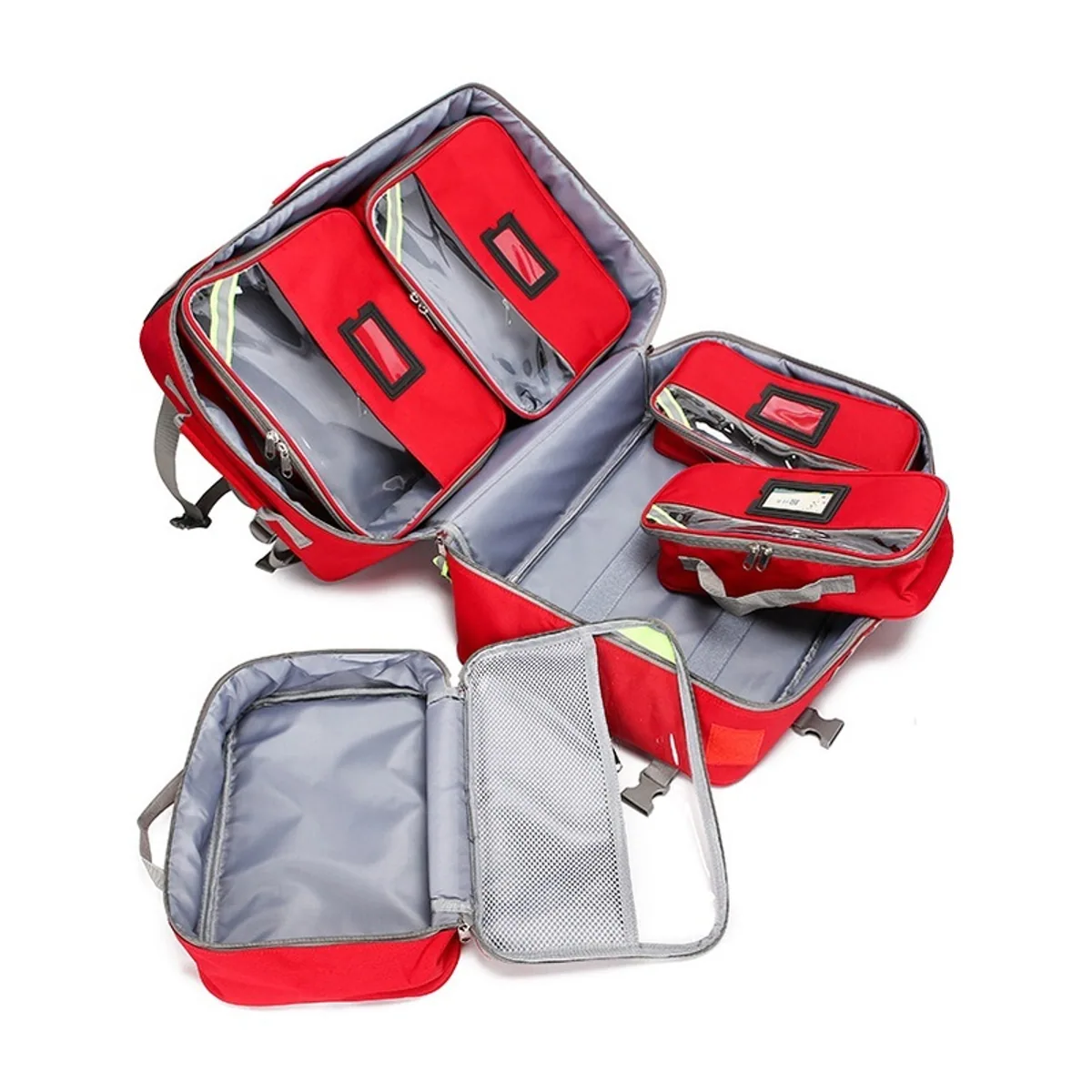 09966 1200D Rescue Duffel Bag in Red, construction and compartment detail 2
