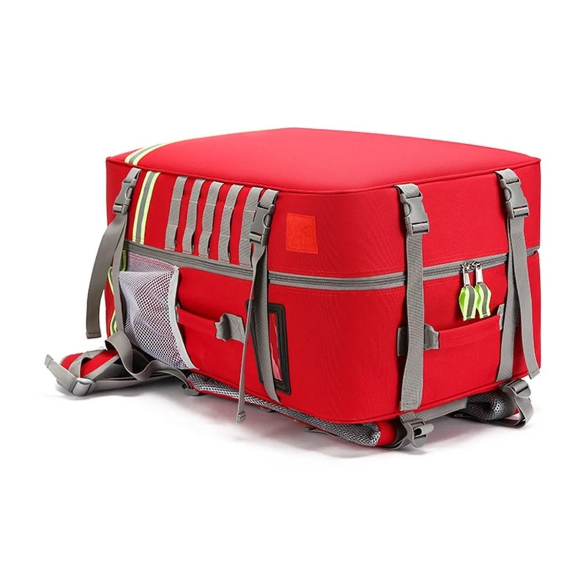 09966 1200D Rescue Duffel Bag in Red, construction and compartment detail 3