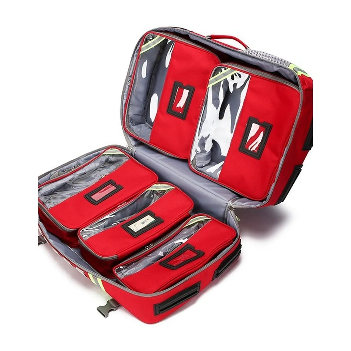 09966 1200D Rescue Duffel Bag in Red, construction and compartment detail 7