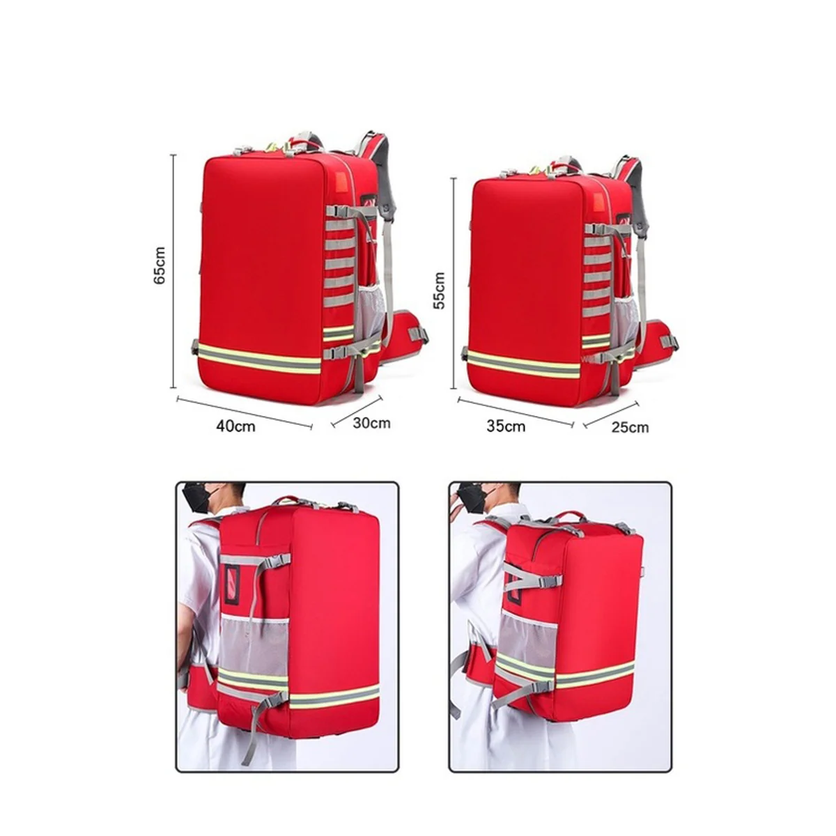 09966 1200D Rescue Duffel Bag in Red, construction and compartment detail 1