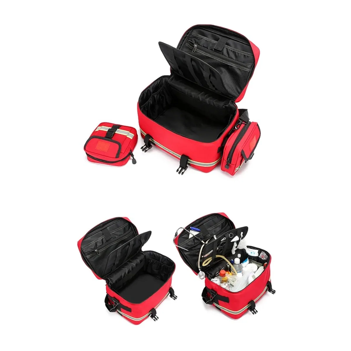 09967 1200D Waterproof PVC Rescue Bag in Red, construction and compartment detail 1