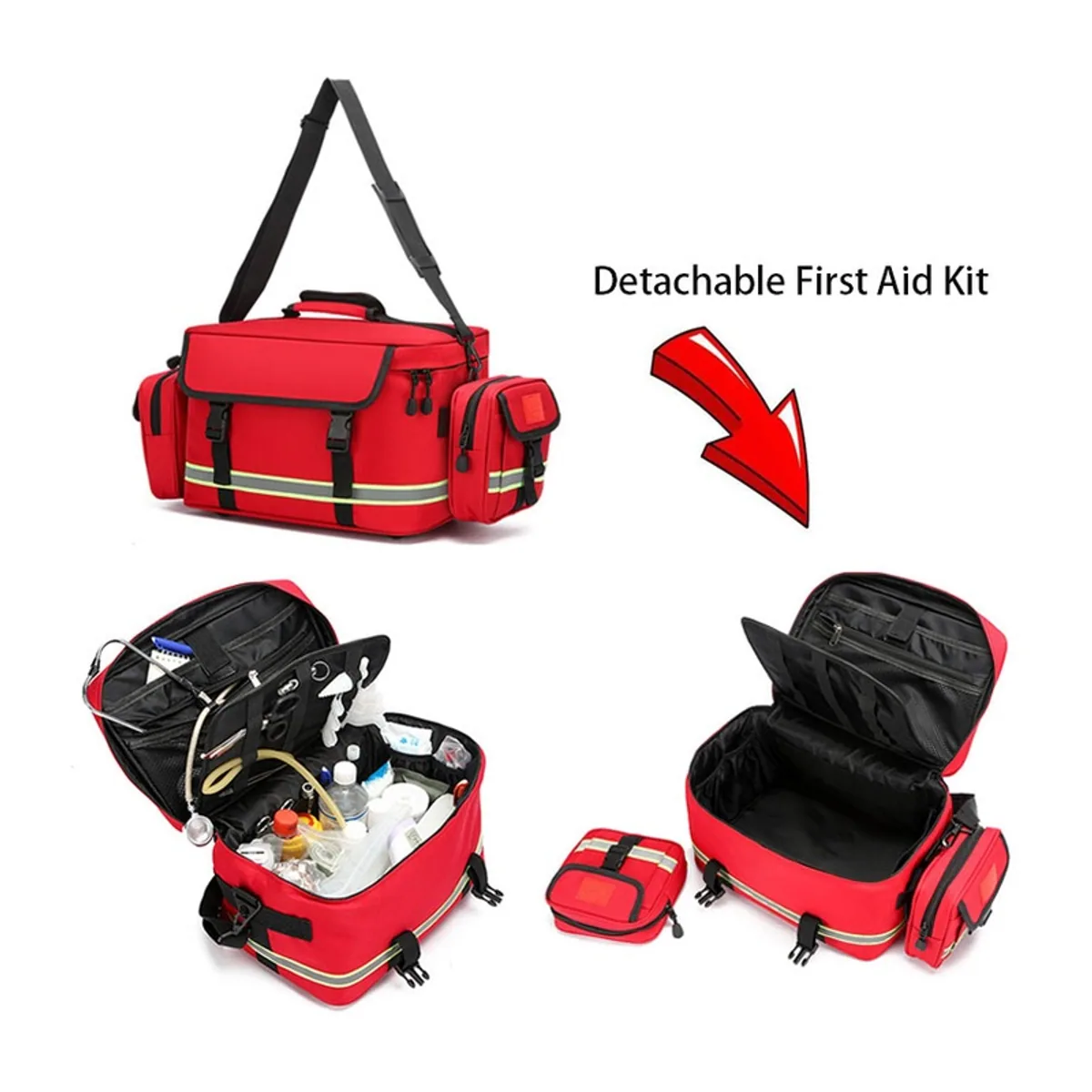 09967 1200D Waterproof PVC Rescue Bag in Red, construction and compartment detail 2