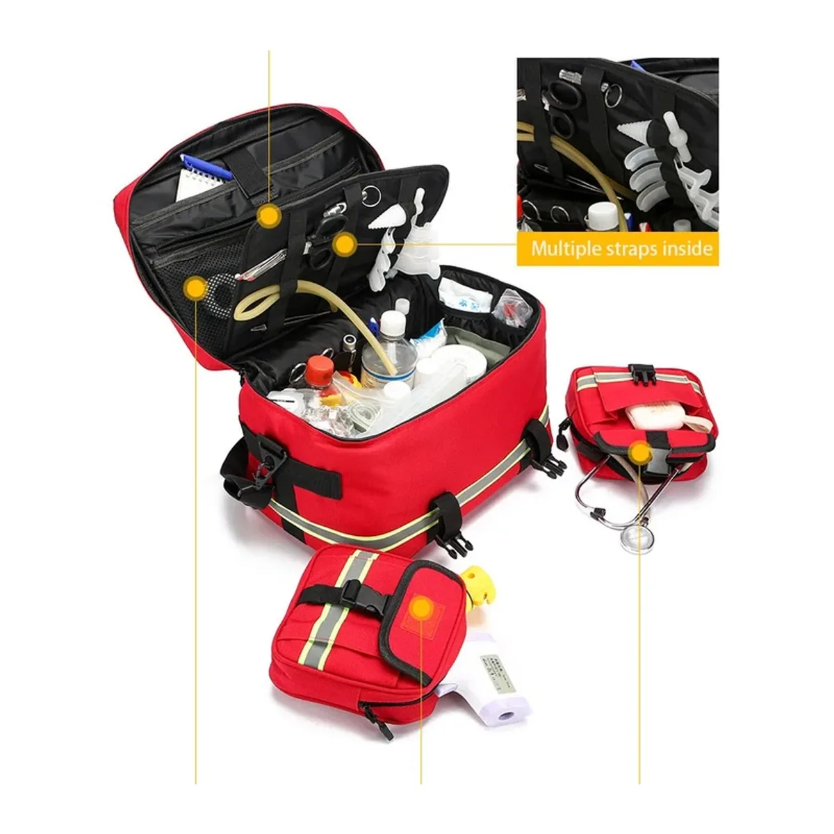 09967 1200D Waterproof PVC Rescue Bag in Red, construction and compartment detail 3