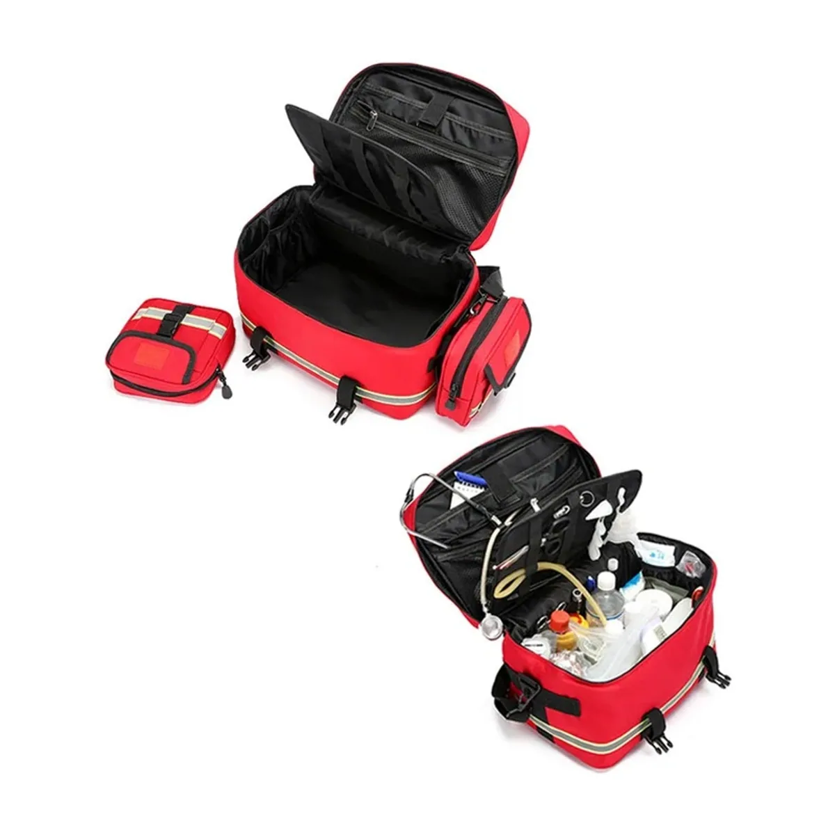 09967 1200D Waterproof PVC Rescue Bag in Red, construction and compartment detail 5