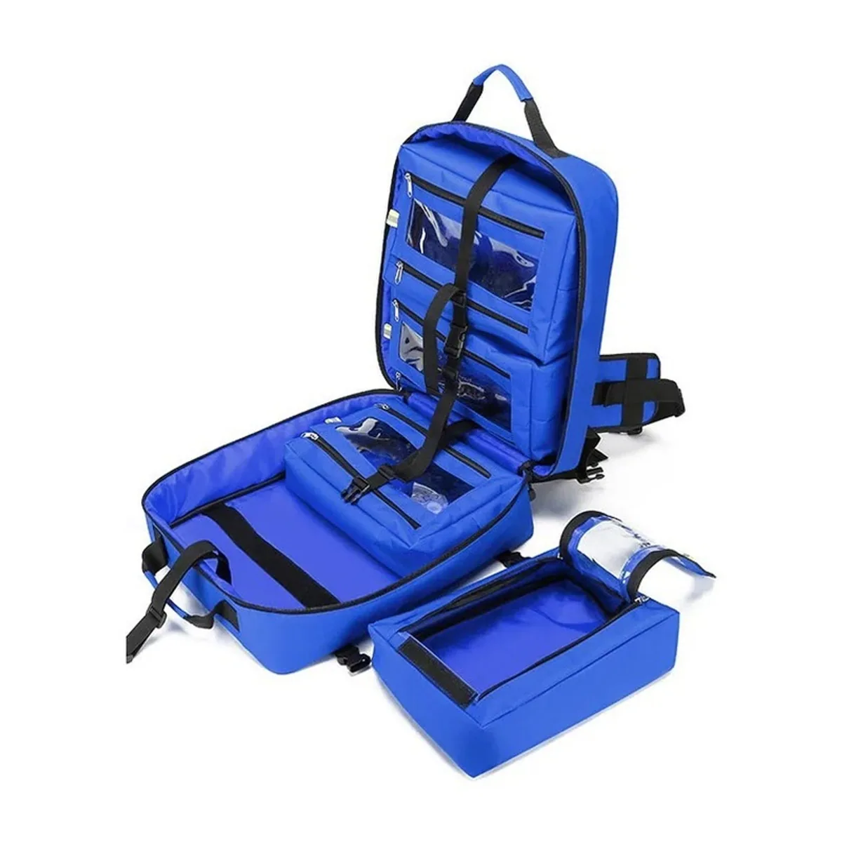 09968 1200D Medical Emergency Backpack in Blue, construction and compartment detail 2