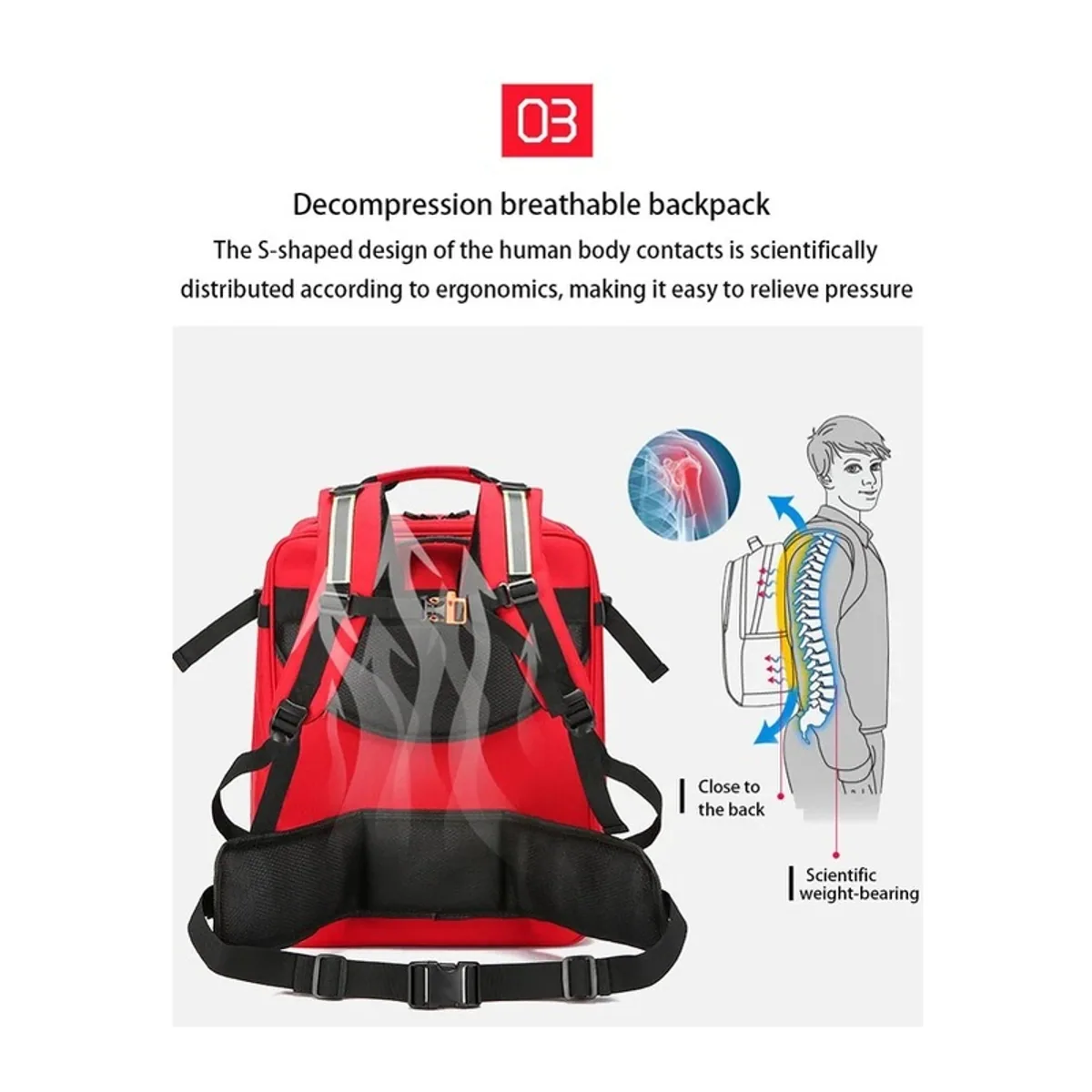 09968 1200D Medical Emergency Backpack in Blue, construction and compartment detail 3