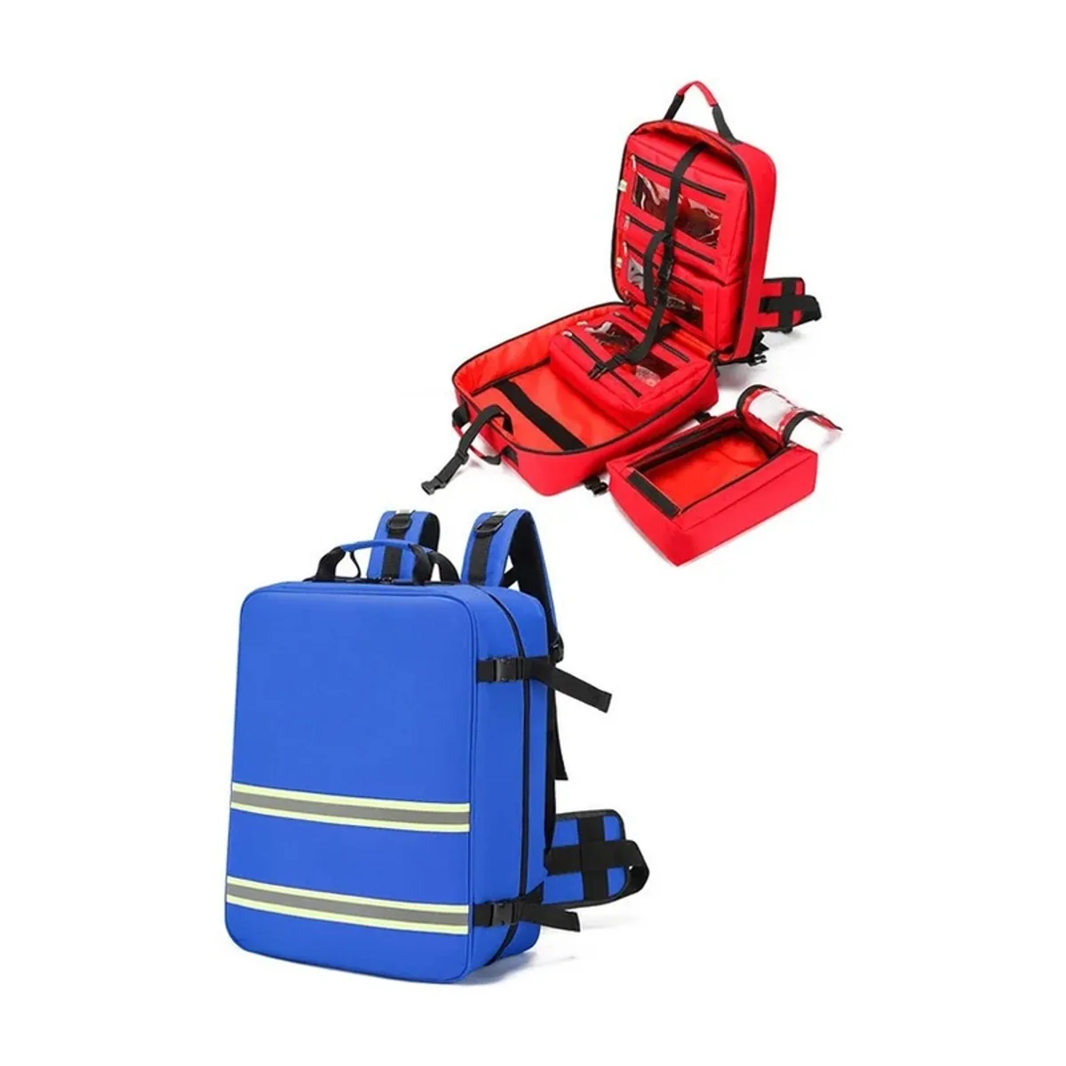 09968 1200D Medical Emergency Backpack in Blue, construction and compartment detail 5
