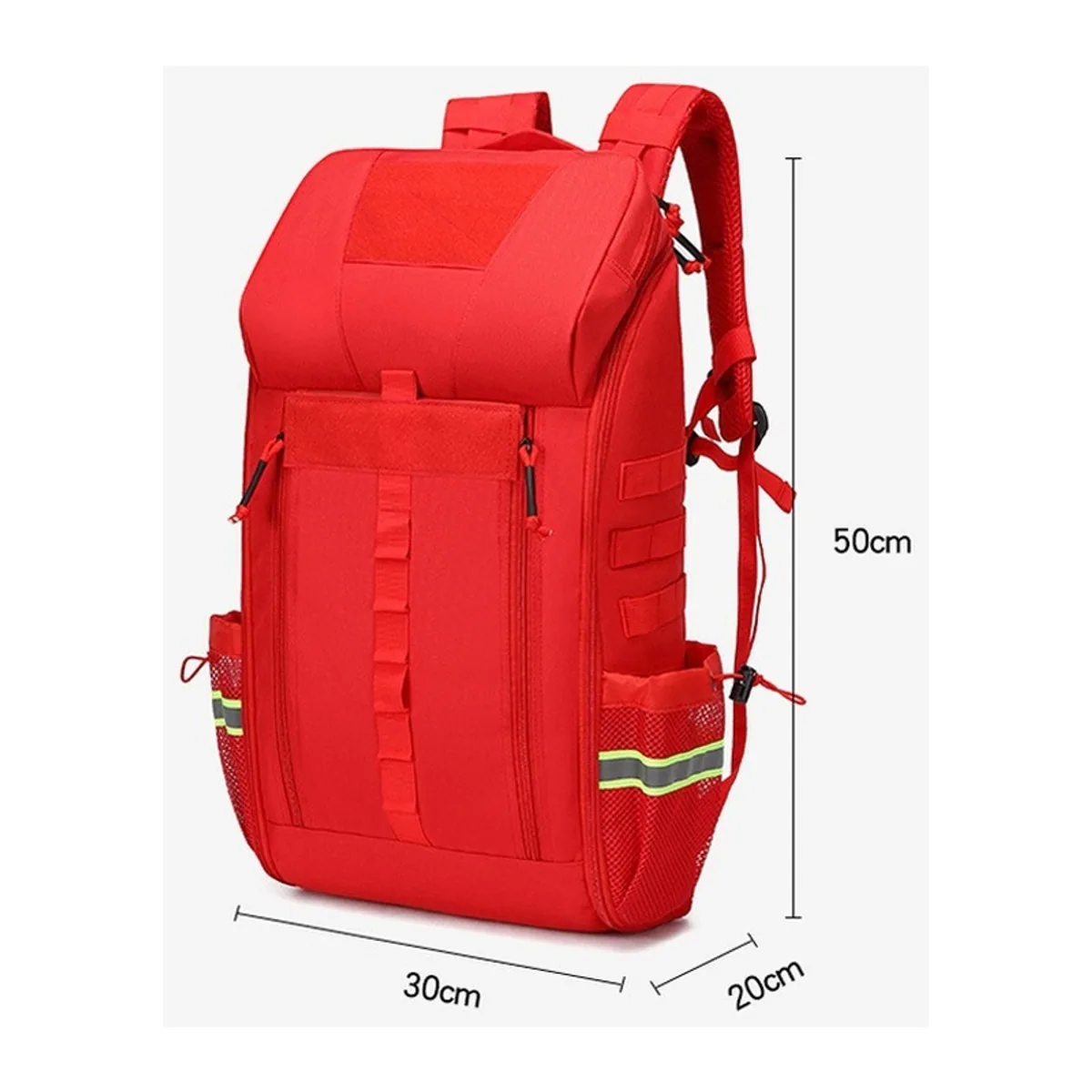09969 1200D Medical Emergency Backpack in Red, construction and compartment detail 1