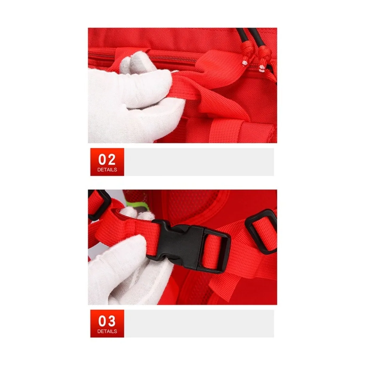 09969 1200D Medical Emergency Backpack in Red, construction and compartment detail 4