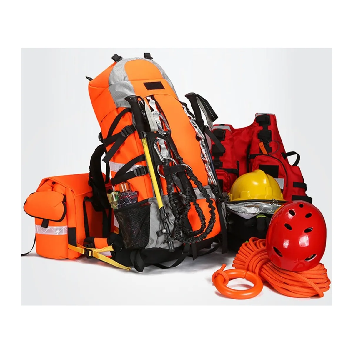 09970 1200D Waterproof PVC Rescue Bag in Orange, construction and compartment detail 2