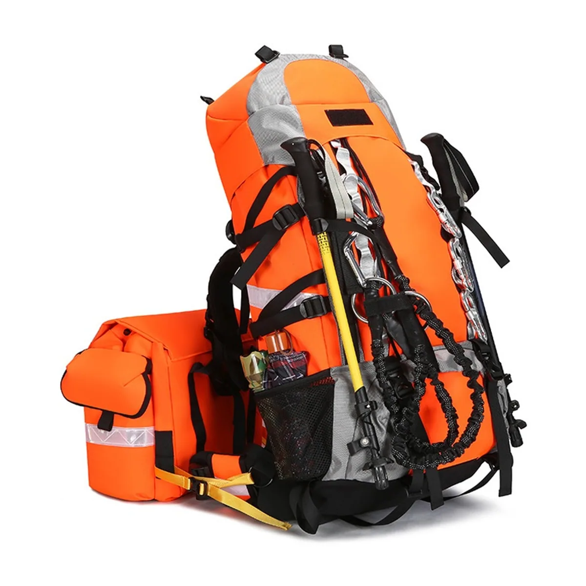 09970 1200D Waterproof PVC Rescue Bag in Orange, construction and compartment detail 3