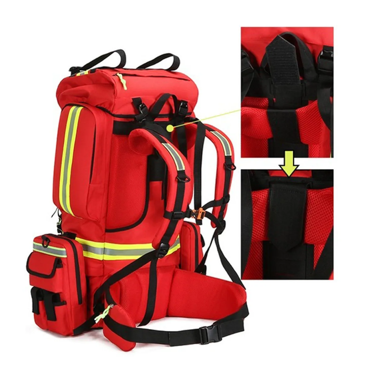 09971 1200D Waterproof PVC Rescue Bag in Red, construction and compartment detail 6